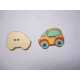 Houten knoop gekleurd Auto Geel