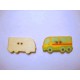 Houten knoop gekleurd Bus Geel