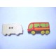 Houten knoop gekleurd Bus Rood