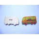 Houten knoop gekleurd Bus Brique
