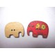 Houten knoop gekleurd Olifant Rood
