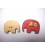 Houten knoop gekleurd Olifant Rood