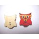 Houten knoop gekleurd Uil Rood