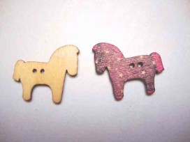 Houten knoop gekleurd Paard  P19