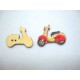 Houten knoop gekleurd Scooter Rood