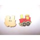 Houten knoop gekleurd Trein Rood