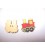 Houten knoop gekleurd Trein Rood
