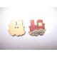 Houten knoop gekleurd Trein Donkerrood