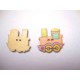 Houten knoop gekleurd Trein Roze