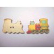 Houten knoop gekleurd Locomotief Geel