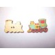 Houten knoop gekleurd Locomotief Aqua