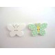 Houten knoop gekleurd Vlinder met stip Mint