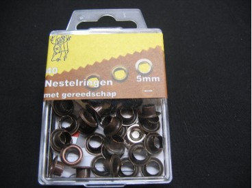 Nestelringen, nestelogen Oud koper 5 mm
