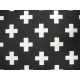 Decoratiestof met  Ottoman binding. Zwart met  witte plus. De plus is 7 x 6.5 cm. 70% katoen/30% polyester 1.40 mtr. breed 170 G