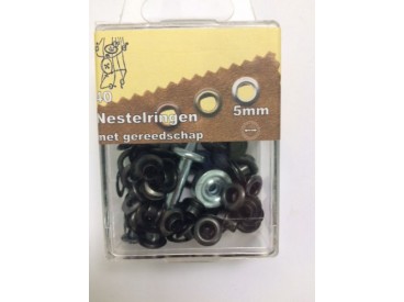 Nestelringen, nesteloogjes Zwart 5 mm. 