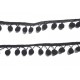 Sierband met pompom bolletjes Zwart