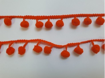 Bolletjesband pompom mini Oranje
